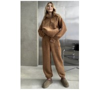 Женский спортивный костюм тедди коричневого цвета 194810L