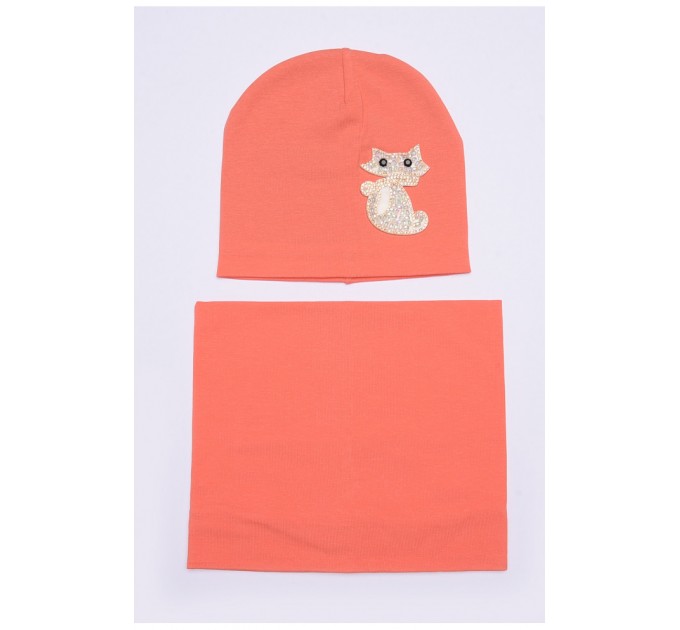 Шапка+хомут дівчинка коралова на 4-5 років 149980L