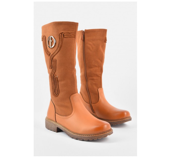 Сапоги на молнии детские для девочки бежевого цвета 152723L