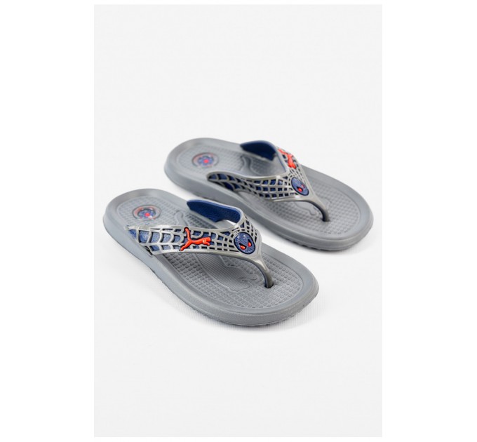 Вьетнамки детские для мальчика серого цвета с пауком 156243L