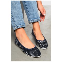 Балетки жіночі темно-синього кольору текстиль 156470L