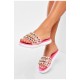 Шлепанцы женские розового цвета с бусинами 160039L