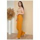 Брюки жіночі у рубчик гірчичного кольору 162211L