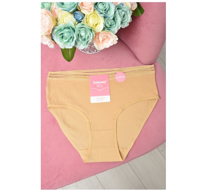 Труси жіночі напівбатальні бежевого кольору 162442L