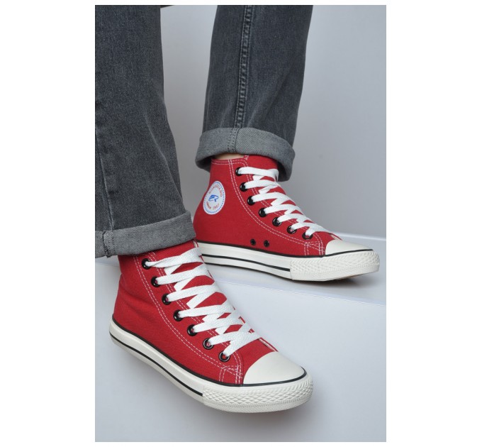 Кеди чоловічі червоного кольору текстиль 163200L