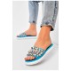 Шльопанці жіночі блакитного кольору з намистинами 163890L