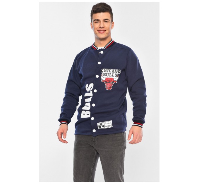 Бомбер чоловічий на флісе синього кольору 166907L