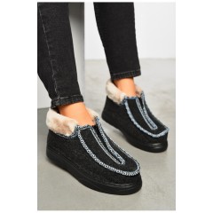 Бурки жіночі на хутрі темно-сірого кольору 167529L