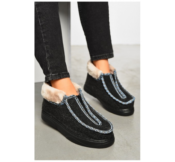 Бурки жіночі на хутрі темно-сірого кольору 167529L