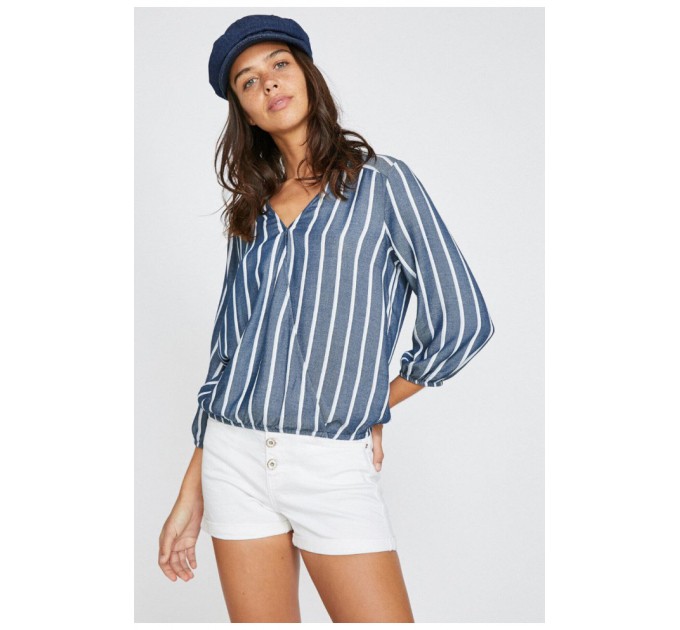 Рубашка женская в полоску синего цвета 169007L