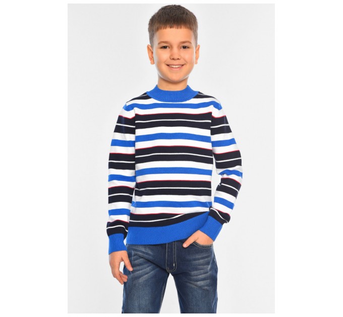Светр дитячий для хлопчика синього кольору в смужку 169250L