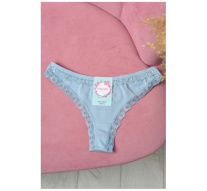 Стрінги жіночі однотонні сіро-блакитного кольору 171388L