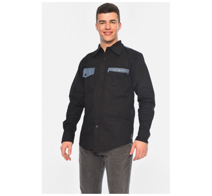 Сорочка чоловіча напівбатальна чорного кольору 172048L