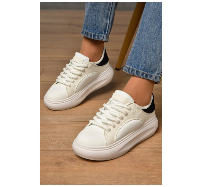 Кроссовки женские белого цвета на шнуровке 172507L