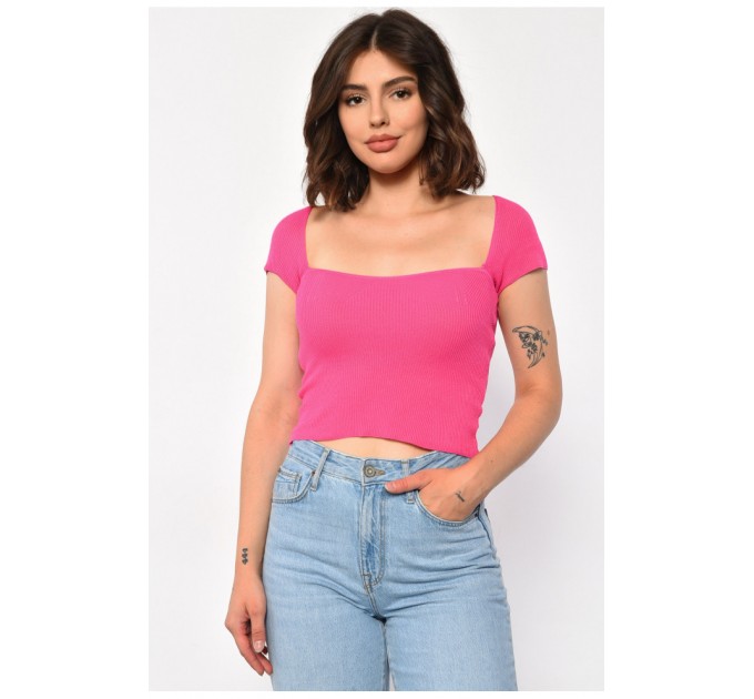 Топ в рубчик женский розового цвета 173905L