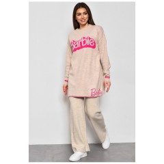 Костюм жіночий розкльошений бежевого кольору 174089L