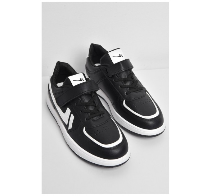 Кроссовки детские черного цвета на лепучках 174432L