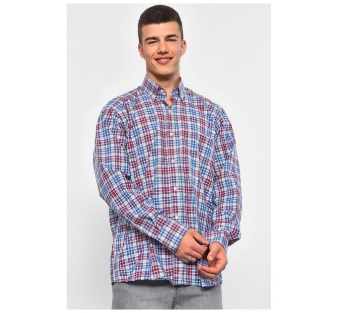 Рубашка мужская сине-красного цвета в клетку 174873L
