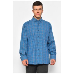 Сорочка чоловіча батальна блакитного кольору в клітинку 174925L