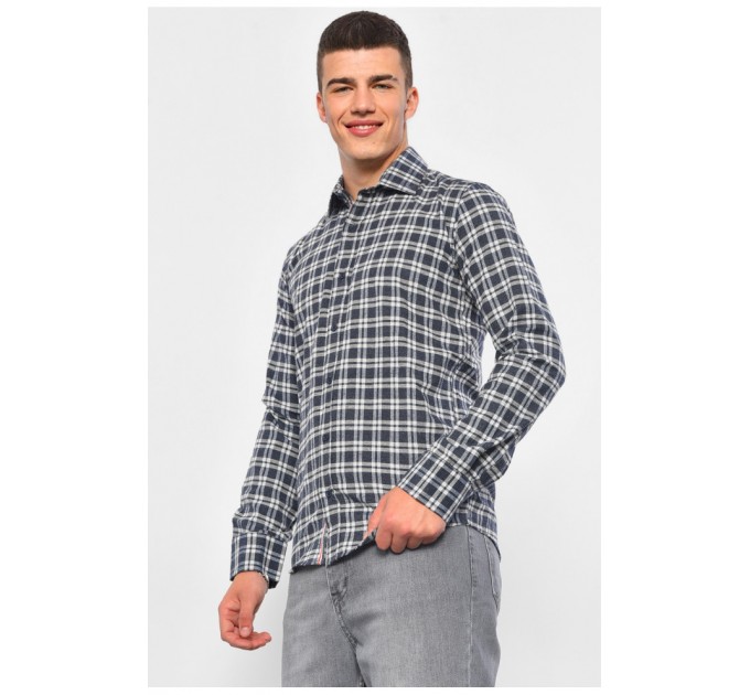 Рубашка мужская синего цвета в клетку 174955L