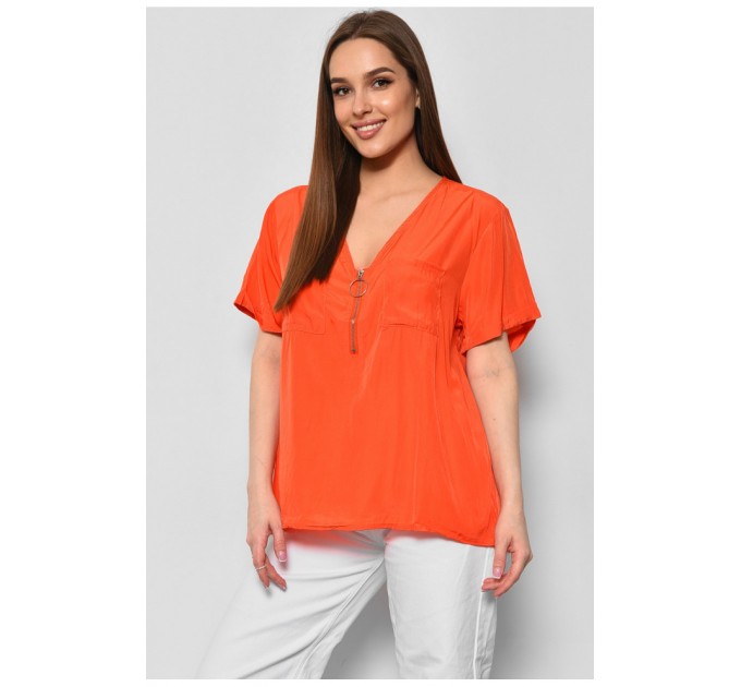 Блуза жіноча з коротким рукавом помаранчевого кольору 176210L
