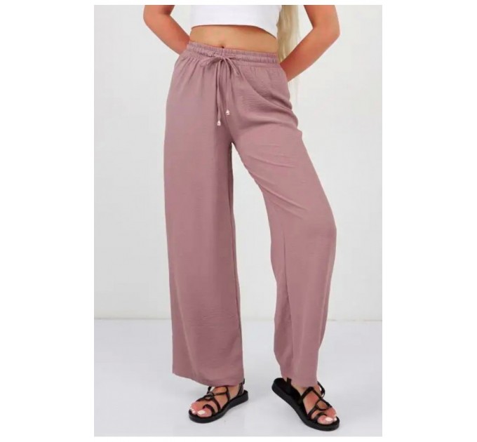 Штани літні з тканини жаткарожевого кольору 176685L