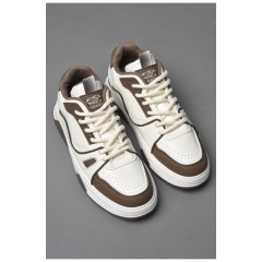 Кросівки чоловічі біло-коричневого кольору на шнурівці 177199L