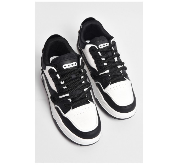 Кросівки чоловічі чорно-білого кольору на шнурівці 177380L