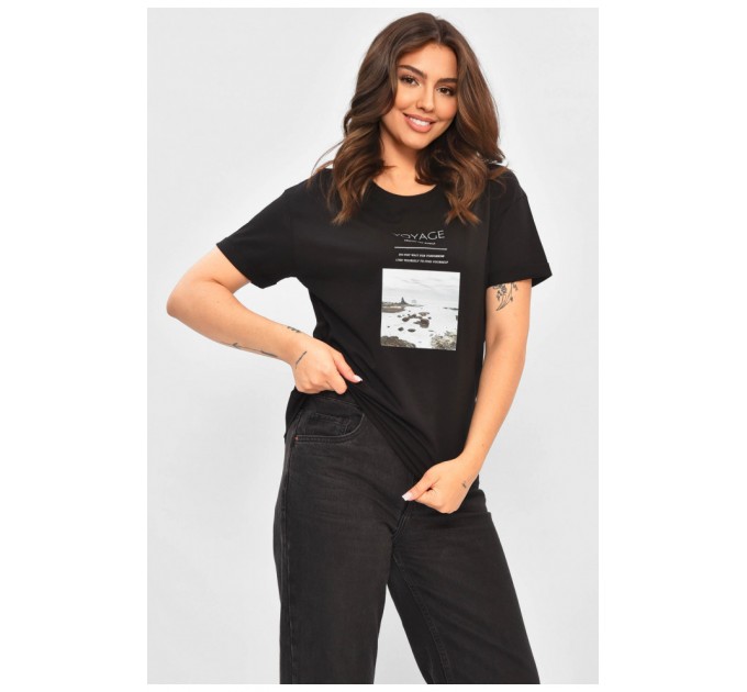 Футболка жіноча чорного кольору 178272L