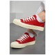 Кеды женские текстильные красного цвета на шнуровке 178893L.