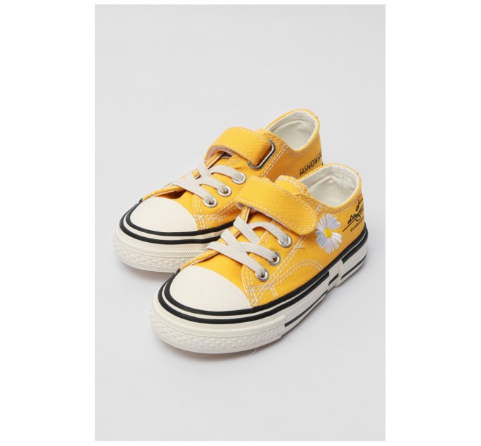 Кеди дитячі жовтого кольору текстиль 179183L