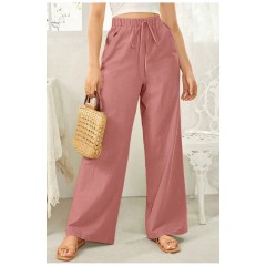 Штани літні з тканини жатка рожевого кольору 179211L Штани літні з тканини жатка рожевого кольору 179211L
