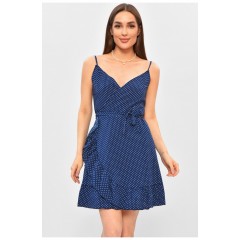 Сарафан жіночий з принтом на запах синього кольору 179660L