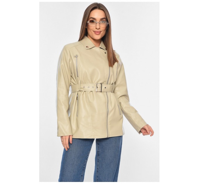 Куртка жіноча з екошкіри бежевого кольору. 179796L