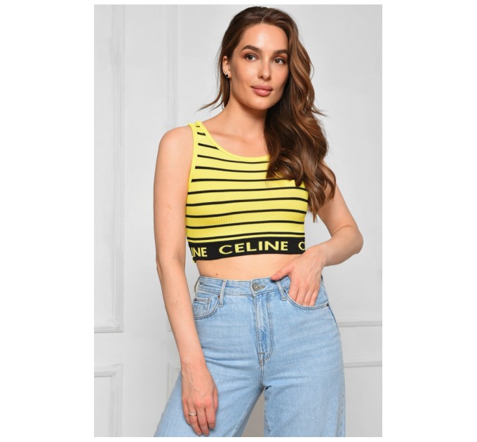 Топ-майка у рубчик жіноча жовтого кольору 179854L