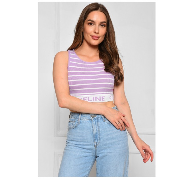 Топ-майка у рубчик жіноча фіолетового кольору 179856L