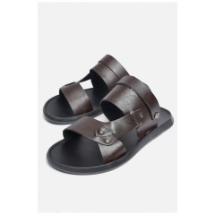 Шльопанці чоловічі коричневого кольору 181901L