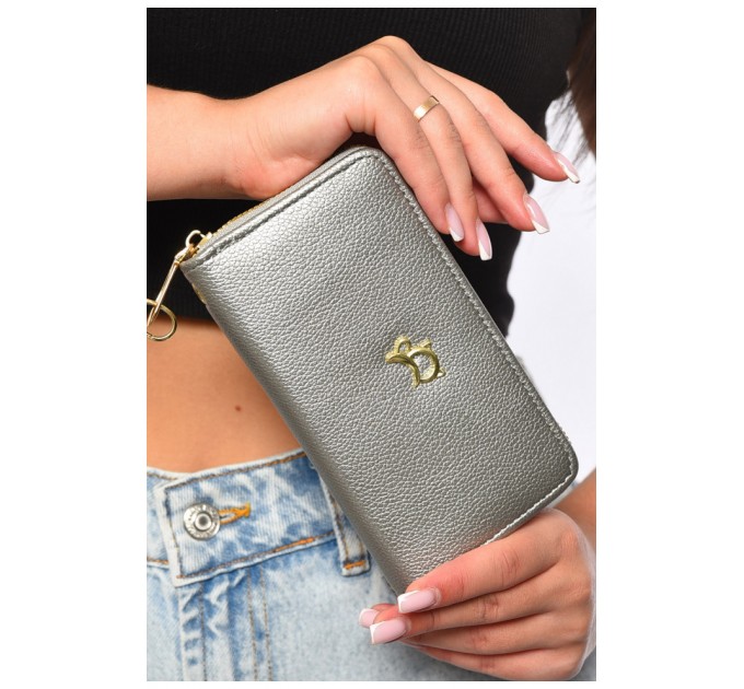 Гаманець жіночий з екошкіри срiблястого кольору 182669L