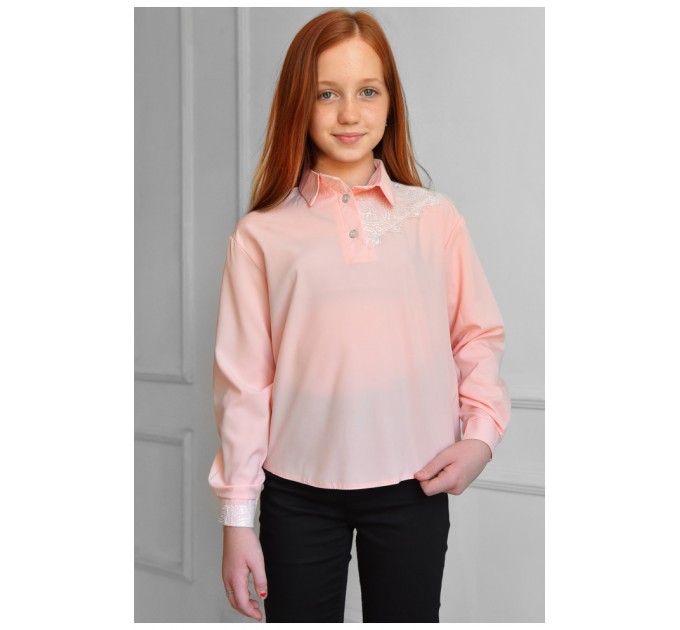 Блуза пiдлiткова для дівчинки персикового кольору 182838L