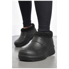 Галоши женские на меху черного цвета 185088L