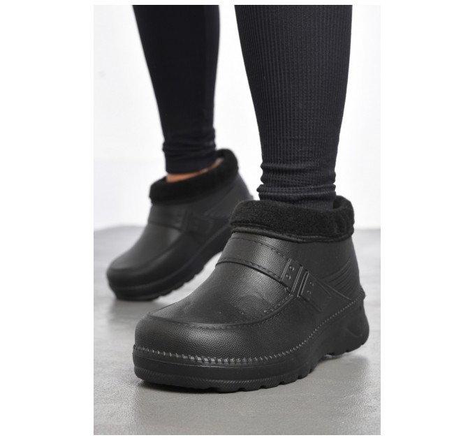 Галоши женские на меху черного цвета 185088L