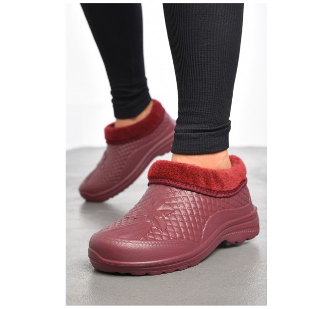 Галоши женские на меху бордового цвета 185126L