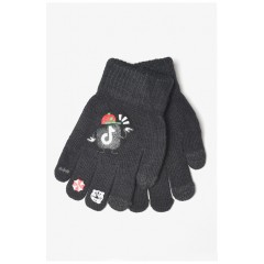 Детские перчатки с начесом черного цвета 185178L