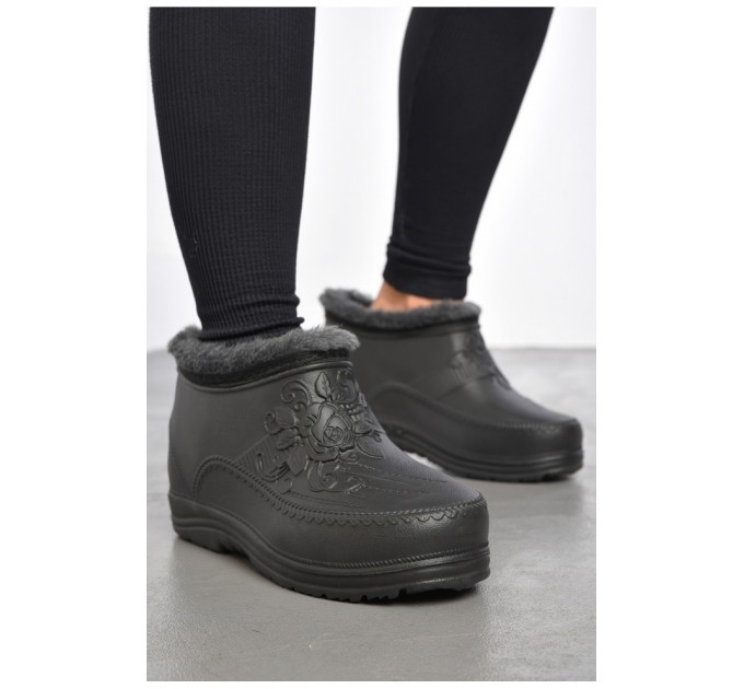 Галоши женские на меху черного цвета 185181L