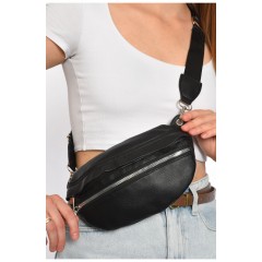 Бананка жіноча з екошкіри чорного кольору однотонна 185380L