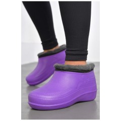 Калоші жіночі на хутрі бузкового кольору 185678L