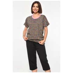 Костюм домашній жіночий напівбатальний темно-синього кольору з принтом 185728L