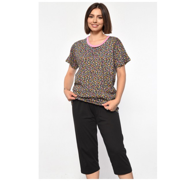 Костюм домашній жіночий напівбатальний темно-синього кольору з принтом 185728L