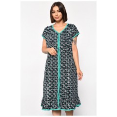 Халат женский полубатальный с принтом черного цвета 185771L