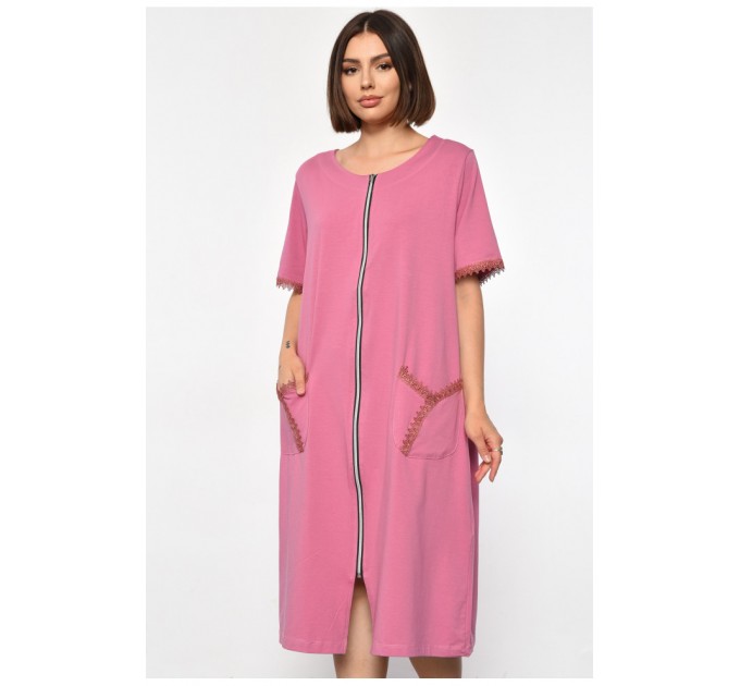 Халат жіночий батальний з принтом рожевого кольору 185799L